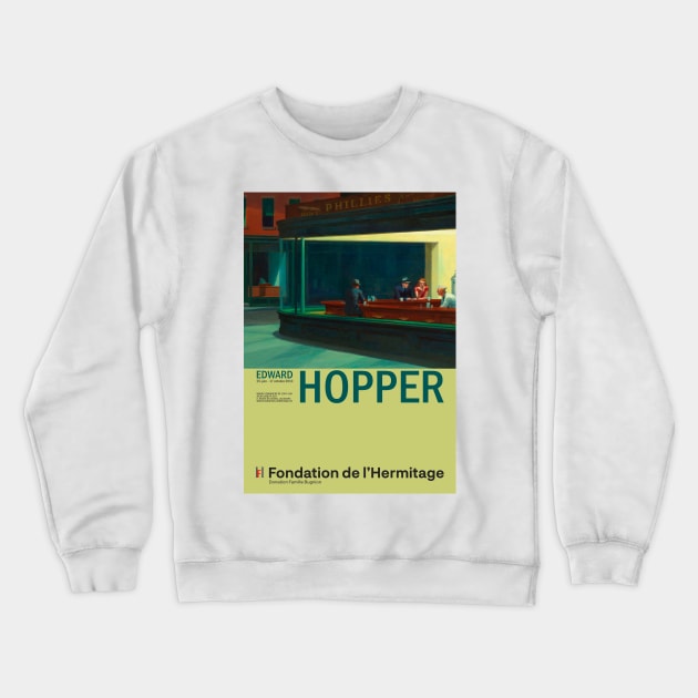 Edward Hopper - Nighthawks - Minimalist Exhibition Art Poster Crewneck Sweatshirt by notalizard